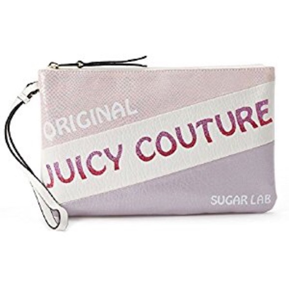 JUICY COUTURE Bag Wristlet Clutch Pink Purple White - Picture 1 of 6